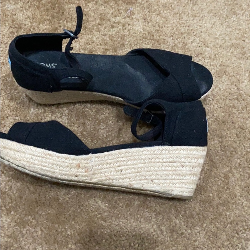 Toms Black Wedges size 9